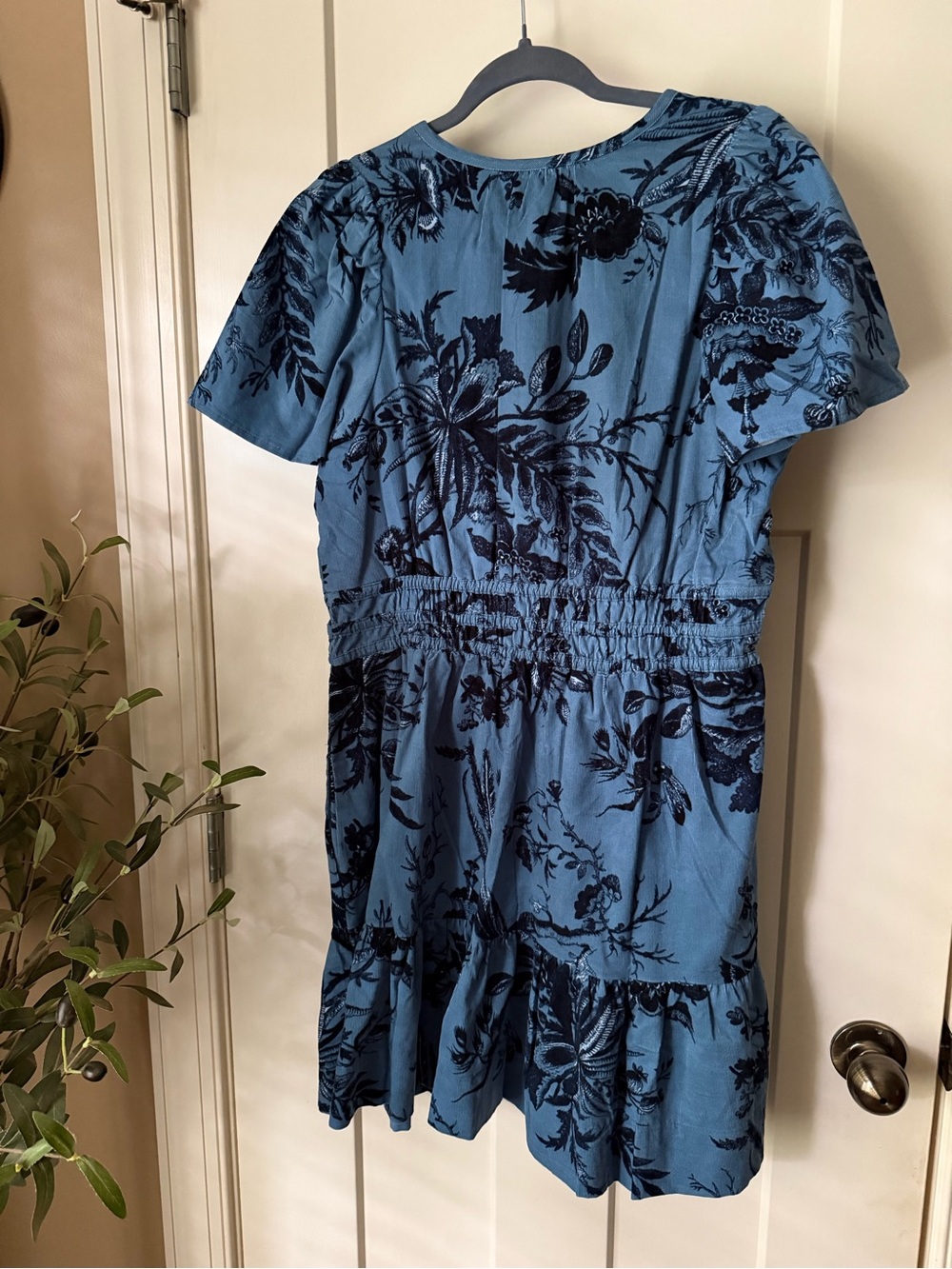 NWT Anthropologie Somerset Blue Floral Mini Dress Size Large - Picture 7 of 11